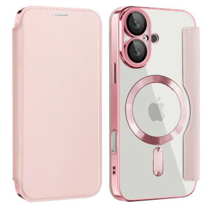 iPhone 16 ケース 手帳型 magsafe対応 6.1インチ 背面 透明 クリア 財布型 アイフォン 16 ケース マグセーフ 手帳 ワイヤレス充電対応 カード入れ PU革 レザー スマホケース 軽量 薄型 防塵 耐衝