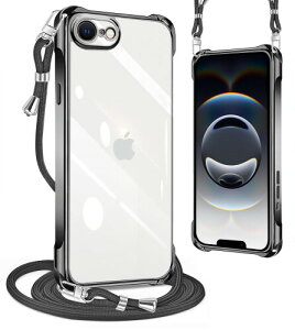 PAILAIMEN iPhone 17E/16E �P�[�X �N���A �l�b�N �V�����_�[ ��4���� �ϏՌ� �X�g���b�v�t�� iPhone 17e �X�}�z�P�[�X �A�C�t�H��17e/16e �J�o�[ ���� TPU ���^ �y�� �X�}�z �V���R�� �J�o�[ �R�t�� ��