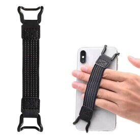 スマホバンドスマートフォン スマホ滑り止め 落下防止ト用 片手持ち 落下防止 グリップ ベルト スマホ落下防止バンド 簡単脱着 挟み込み クリップ バンドル（13cm*2cm 1個ブラック）