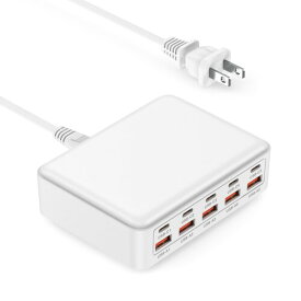 USB充電器 USB コンセント 最大30W iPhone タイプC急速充電器 ACアダプター 10台同時 卓上充電ステーション for iPhone iPad Android その他各種機器対応(White)
