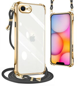 PAILAIMEN iPhone 17E/16E �P�[�X �N���A �l�b�N �V�����_�[ ��4���� �ϏՌ� �X�g���b�v�t�� iPhone 17e �X�}�z�P�[�X �A�C�t�H��17e/16e �J�o�[ ���� TPU ���^ �y�� �X�}�z �V���R�� �J�o�[ �R�t�� ��