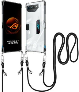 クリア ROG Phone 7 Ultimate ケース ショルダー ROG Phone 7 Ultimate カバー ストラップ付き 肩掛け 斜めかけ 縄掛けケース 縄掛け スマホケース TPU 薄型 軽量 取り外し可能 落下防止 柔軟