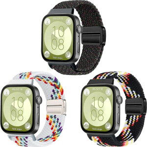 (SHANCHI) For HUAWEI Watch Fit4 PRO / Fit4 / Fit3 �����o���h �i�C�����҂݃}�O�l�b�g�o���h ���y�� �ʋC�� �h�����Ɩh���� ���R���� ���􂢉\ ���K�t�B�b�g(3 �F�Z�b�g3)