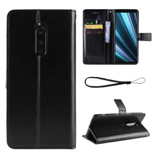 For Xperia 1 SOV40 SO-03L / For �G�N�X�y���A1 �p�̎蒠�^ �P�[�X �J�o�[ �蒠�^ �J�o�[ �蒠�^ �S�ʕی� �P�[�X Hcsxlcj (�u���b�N)