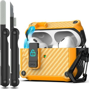 RFUNGUANGO �݊���������AirPods Pro �� 2 ����/�� 1 ����P�[�X�J�o�[�A���S�ȃ��b�N�N���b�v�t�������|�b�v�A�b�v�J�[�{���t�@�C�o�[�P�[�X�A�t���{�f�B�ϏՌ��n�[�h�V�F���ی�P�[�X (2023/