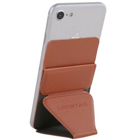 LIBERTAS スマホスタンド スマホホルダー カードケース カードホルダー iPhone スタンド 折りたたみ式 iPhone 12 mini Pro ProMax Xperia Huawei Galaxy Android 全機種対応 (ブラウン)