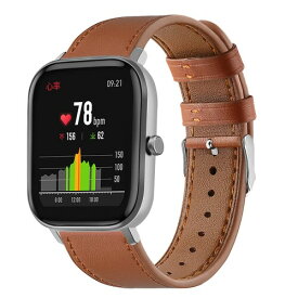 Leather Bands Compatible with Amazfit GTS/GTS2/GTS 2e/GTS 2 mini Band Men Women,Genuine Leather Wristband Replacement Band for Amazfit Bip U Pro/Bip/Bip Lite/Bip S/Bip S lite/Bip U (Brown)