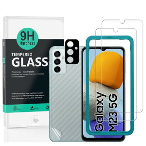 IBYWIND ガラスフィルム SamSung Galaxy M23 5G 6.6" 用強化 ガラス 保護 フィルム 2枚セットカメラレンズプロテ クター付き(金属材料) 背面保護フィルム付き 簡単装着キット付き