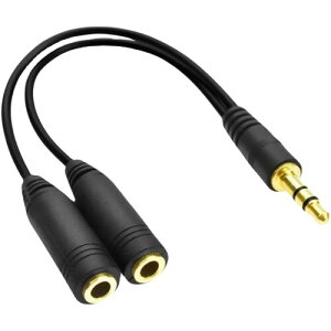 GRASSCALM イヤホン分岐ケーブル イヤホンジャック 通話可能 二股 3.5mm分配ケーブル スマホ/タブレット/MP3//CD/MDに対応 パソコン ヘッドホン スピーカー (20CM) (1本)