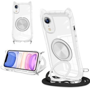 iPhone XR �p �X�}�z�P�[�X �L���f�U�C�� �V���v���Ńt�@�b�V���� 360° ��]�X�^���h�t�� iPhone XR �X�}�z�P�[�X ����~�� ���΂ݖh�~ �S�ʓI�ȕی� �������߉\�ȃl�b�N�X�g���b�v�t��