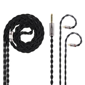 NICEHCK 60saga イヤホンリケーブル 超高純度プレス単結晶銅OCC 0.78mm 2Pin 4.4mm 無酸素銅OFC非磁性プラグ 黒いPP糸で織られる 交換用 金属製コネクタ 着脱式 hifiリケーブル アップグレードケー