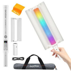 GODOX LC500R Mini LED�r�f�I���C�g�A360°RGB �n���h�w���h �ʐ^�����v20W �|�[�^�u�� �r�f�I ���C�g 2500K-8500K�����\�A2470mAh ���O���\��Type-C�[�d�n���h���B�e�Ɩ�,15 FX �Ɩ����ʁACRI ?95 TL