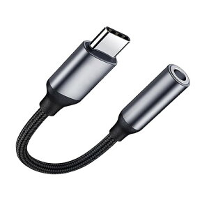 ALLVD USB-C to 3.5 mm イヤホンアダプタ Type-C ヘッドフォン変換ジャック オーディオアダプタ, 高耐久 通話/音量調節/音楽 MacBookAir/Pro/iPad Pro/Android/Type-Cデバイス 対応編み目(ブラック)