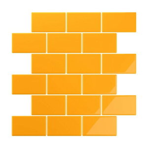 VEELIKE 北欧風 3D タイルシール 防水シート キッチン 浴室 洗面所専用 耐熱 防油 防音 水撥ね防止 ブリックタイル風 光沢感あるイエロー無地 自己粘着 剥がせる DIY 装飾パネル モザイクタ