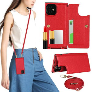 5.4 インチ アイフォン12 mini カバー アイフォン12 mini ケース 手帳型 iPhone 12 mini スマホケースiPhone 12 mini 手帳型ケースJaorty 高質PU合成皮革 ミラー付き 肩掛け 首かけ 斜めがけ ショルダー