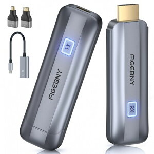 FIGEBNY hdmi ���� ���C�����X ����M�@�Z�b�g 30m�`������ WIFI�s�v��x�� �ȒP�ڑ� PC/�X�}�z/DVD�o��&���j�^�[/�e���r�ȂǓ��� (�O���[)