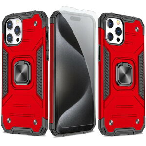 JSCOMYAP iPhone 15 Pro Max �p�P�[�X + ?�� �K���X �t�B���� �����O�t�� �X�}�z�P�[�X �X�^���h�@�\ �g�уP�[�X �ϏՌ� ���u���@�\ Case Cover �A�C�t�H�� �����ق� �A�C�z�� iphone15�v���}�b�N�X