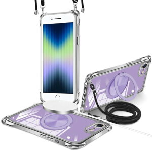 GULEIYAA iPhone 7/8/SE2/SE3 �p �P�[�X �c�����Ή� 360° ��]�X�^���h �����O �}�O�l�b�g���� MagSafe �Ή� ���C�����X�[�d�Ή� �� phone 7/8/se2/se3 �P�[�X ���|�� �΂߂��� ��|�� �ϏՌ� �ԍڃz���_