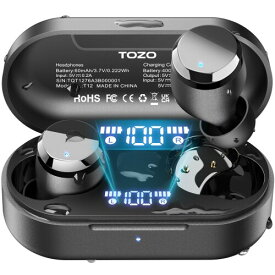 TOZO Tonal Dots (T12) ワイヤレスイヤホンENC ノイズキャンセリング 専用アプリ LEDディスプレイ電池残量表示/55時間音楽再生/瞬時接続/快適な装着感/小型軽量/IPX8防水 iPhone & Android適用 ブラッ