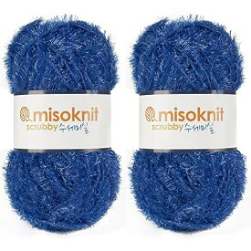 Misoknit Pastel Scrubby Yarn for dishcloths Crocheting 2 Skeins Polyester 100%, 2.8oz(80g) Each, 196 Yards per Skein (Blue)
