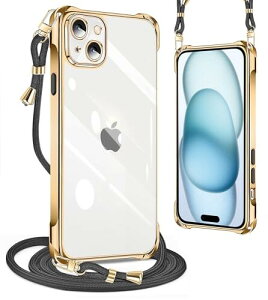 PAILAIMEN iphone 15 Plus ケース 2023年発売 クリア ネック ショルダー 耐衝撃 ストラップ付き iphone15plus スマホケース アイフォン15plus カバー 透明 TPU 薄型 軽量 スマホ シリコン カバー 紐付き