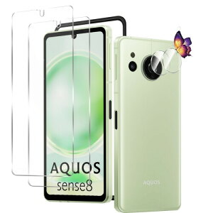 UNEED AQUOS sense8 �p�̃K���X�t�B�����i2���j+�J�����t�B�����i2���jSH-54D/SHG11 �p�� �t�C���� �����t���ی�t�B���� �����^�b�`�\�t��/�C�A�[��/�P�[�X�Ɗ�����/�d�x9H/��U�h�~/�w��h�~