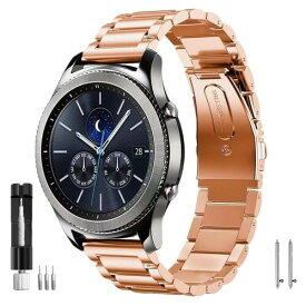 Ankersaila 22mm バンド 対応 Samsung Galaxy Watch 46mm/Gear S3/Galaxy Watch 3 45mm/Huawei Watch GT3 46mm/GT2 46mmGT 3 Pro 46mm,テンレス バンド 金属ベルト 交換用ベルト 調整工具付き (ローズゴールド)