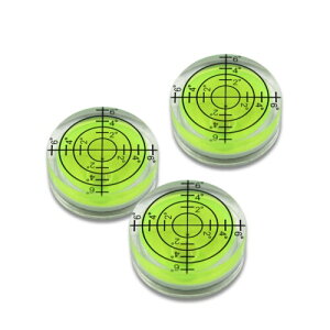 Neutral Zenith 水平器 水準器 小型 ミニ水準器 32mm コンパクト 丸型 アナログ 高精度 測定 傾斜 スケール 卓上型 透明 工具取付型 (3個セット, イエロー)