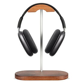 JUBECO Nature Walnut Wood & Aluminum Headphone Stand,Sturdy Desk Headset Mount Shelf for Headphones（Wanlut)