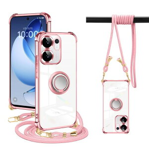 PAILAIMEN OPPO Reno13A �P�[�X �N���A oppo reno 13A �J�o�[ �l�b�N �����O�t�� �V�����_�[ �I�b�|���m13a �P�[�X �ϏՌ� �Ή� �X�}�z�P�[�X ���|�� �΂߂��� ��|�� ���� TPU �X�g���b�v�t�� ���^ �y