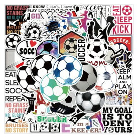 Haorange サッカーシール 52枚セット、防水ステッカー、フットボールモチーフ、リアルでかっこいいスポーツデザイン、部活動・習い事応援グッズ(H1287-2)