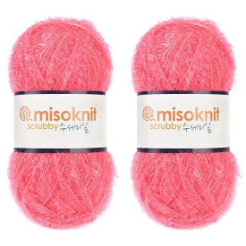 Misoknit Pastel Scrubby Yarn for dishcloths Crocheting 2 Skeins Polyester 100%, 2.8oz(80g) Each, 196 Yards per Skein (Hot Pink)