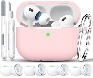 RFUNGUANGO AirPods Pro ��2����P�[�X (2023/2022/2019) �Ή� �\�t�g�V���R���� AirPods Pro �ی�P�[�X (USB-C/Lightning �P�[�u���t��) �N���[�j���O�L�b�g�ƃC���[�`�b�v�t�� �s���N