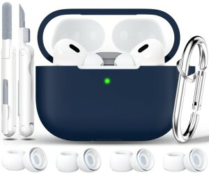 RFUNGUANGO AirPods Pro ��2����P�[�X (2023/2022/2019) �Ή� �\�t�g�V���R���� AirPods Pro �ی�P�[�X (USB-C/Lightning �P�[�u���t��) �N���[�j���O�L�b�g�ƃC���[�`�b�v�t�� �~�b�h�i�C�g�u���[