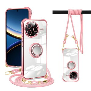 PAILAIMEN Xiaomi POCO F7 Pro �P�[�X �N���A Redmi K80 �J�o�[ �l�b�N �����O�t�� �V�����_�[ poco f7 pro �P�[�X �ϏՌ� �Ή� �X�}�z�P�[�X ���|�� �΂߂��� ��|�� ���� TPU �X�g���b�v�t�� ���^ �y��