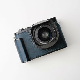 対応 Leica ライカ Q2 専用 カメラケース カメラカバー カメラバッグ 本革 銀付牛革本体+メタルベースプレート+ハンドルの3-in-1デザイン (レトロブルー)