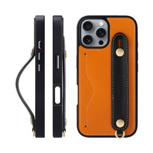 HANATORA for iPhone 16Pro �P�[�X �{�v �ϏՌ� �w�ʃx���g �X�g���b�v�����O �X�}�z�P�[�X �X�}�z �X�^���h�@�\ �l�b�N�X�g���b�v �t�� �C�^���A�����U�[ �M�t�g �I�����W+�u���b�N CGH-16Pro-Orang