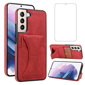 Galaxy S22 5G �P�[�X�p + ?�� �K���X �t�B���� PU���U�[�J�[�h���[ �X�}�z�P�[�X ���u���X�^���h�@�\�t�� �g�уP�[�X �l�C �Ռ��z�� Case Cover Samsung �M�����N�V�[S22 GalaxyS22 SC-51C | SCG13 �w��