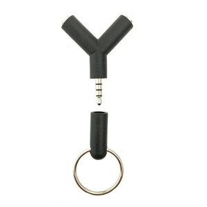 KOKKIA 4-pole Y Audio-Splitter (3.5mm) with key-chain, for Speakers and Headphones