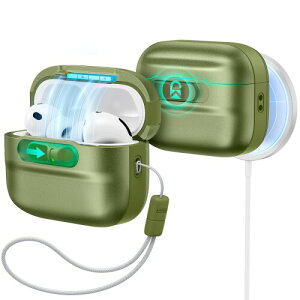 ESR AirPods Pro3 �P�[�X(2025) AirPods Pro ��3����Ή� USB-C�^Lightning�P�[�u���Ή� MagSafe�Ή� �}�O�l�b�g�J�o�[���b�N �����ی� �L�����[�X�g���b�v�t�� �G�A�[�|�b�Y�v��3��p �O���[��