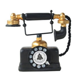 PLEAVIT 電話機 黒電話 インテリア 置物 装飾用 模型 おもちゃ レトロ アンティーク 雑貨 (A)
