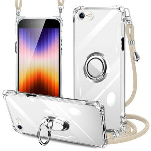 PAILAIMEN iPhone SE3 / iPhone 7 / iPhone 8 ケース ショルダー クリアリング付き 耐衝撃 アイフォンse3 / 7 / 8 カバー肩掛け 斜めかけ 縄掛け 透明 TPU ストラップ付き 携帯ケース 薄型 軽量 紐付き 織