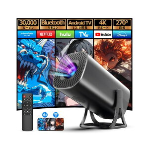 Glorlummi �v���W�F�N�^�[ �ƒ�p ���^ 30000LM ���P�x ���A��1080P 4K�Ή� 270°��] Bluetooth�����R�� Android TV12.0���� Wi-Fi6 Bluetooth5.4 HiFi�X�s�[�J�[ �V�䓊�e ������`�␳ �ȃG�l ���� �O���[