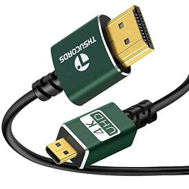 Thsucords 柔らかい HDMI マイクロタイプDオス to HDMI タイプAオス ケーブル 0.3M. 薄型ウルトラスリム&フレキシブル Micro HDMI 3D/4K@60Hz/18gbps/1080P GoPro/デジカメ/アクションカメラなどに 適格請求