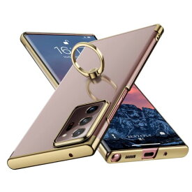 E Segoi Samsung Galaxy Note 20 Ultra ケース リング付き メッキ加工 落下防止 スタンド機能 透明 PC おしゃれ 薄型 軽量 一体型 耐衝撃 全面保護カバー (Galaxy Note 20 Ultra, ゴールド)