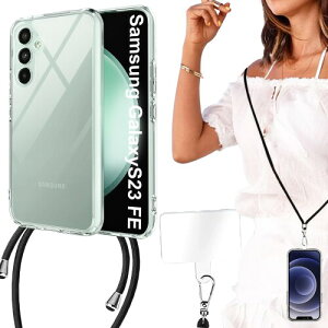 BonwFzin Galaxy S23 FE �K�p �P�[�X �N���A �V�����_�[ �M�����N�V�[ S23 FE ���� �X�g���b�v �񂪂� SCG24 �J�o�[ �\�t�g tpu �y�� ���^ ������ �΂ߊ|�� �ϏՌ� �X�g���b�v�t�� �g�уJ�o�[ ���O