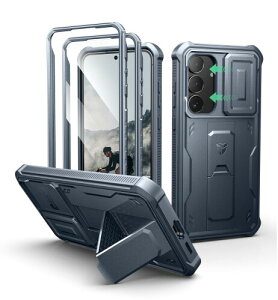 Dexnor Samsung Galaxy S25 FE�p �P�[�X �����X���C�h�J�����J�o�[&�X�N���[���v���e�N�^�[&�L�b�N�X�^���h �R�p���ϏՌ� ��� �S�ʖh�� �o���p�[�ی�J�o�[(�u���[)