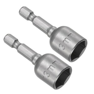 CoCud クイックチェンジナットセッタードライバービット 13 mmメトリック48mm長 1/4"シャンク CR-V磁気ストレートシャンクセッタードリルビット (用途:自動車修理) 2個セット