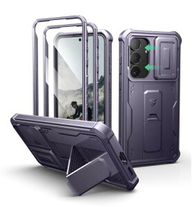 Dexnor Samsung Galaxy S25 FE�p �P�[�X �����X���C�h�J�����J�o�[&�X�N���[���v���e�N�^�[&�L�b�N�X�^���h �R�p���ϏՌ� ��� �S�ʖh�� �o���p�[�ی�J�o�[(�p�[�v��)