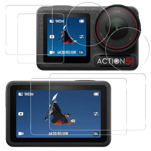 �Ή� DJI Osmo Action 5 Pro �K���X�t�B���� �Ή� DJI Osmo Action 5 Pro �t�B���� (�O�ʃf�B�X�v���C�p2�� + ��ʃf�B�X�v���C�p 2��) 4�� + �����Y�ی�t�B���� 2�� �ی�t�B���� �����K���X �L�Y�h�~